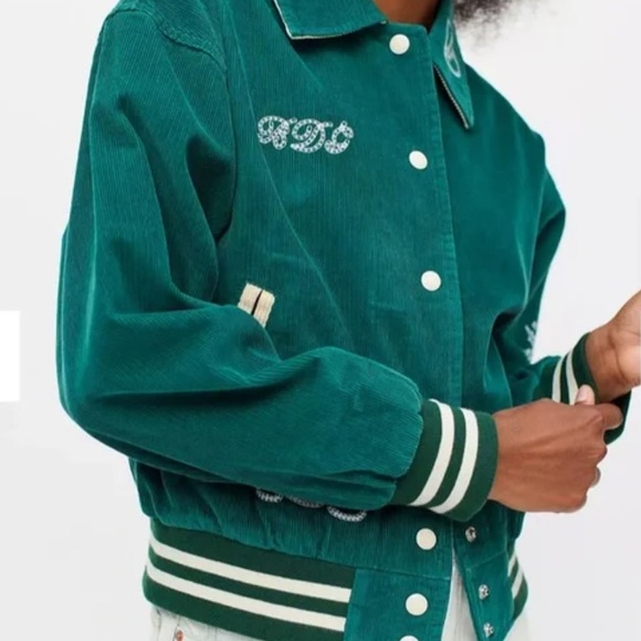 NWT Urban Outfitters BDG Vintage Vibes Green Cord Bomber Jacket SZ XS Z328-2 - Picture 2 of 4